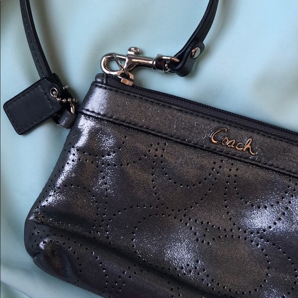 Coach Handbags - Silver Coach Zip Wristlet